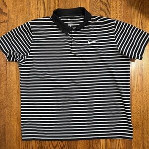 Nike Dri Fit Black Gray Striped Short Sleeve Polo Size XL